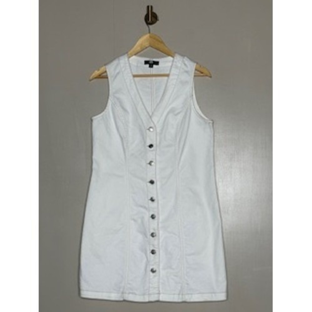 Frye White Denim‎ Button Front Mini Dress Women's Medium